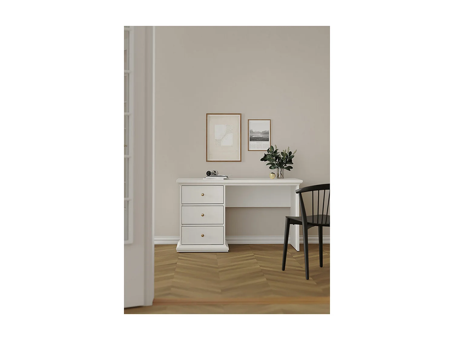 Venedig Bureau avec 3 tiroirs, largeur 130 cm, hauteur 73 cm, blanc.