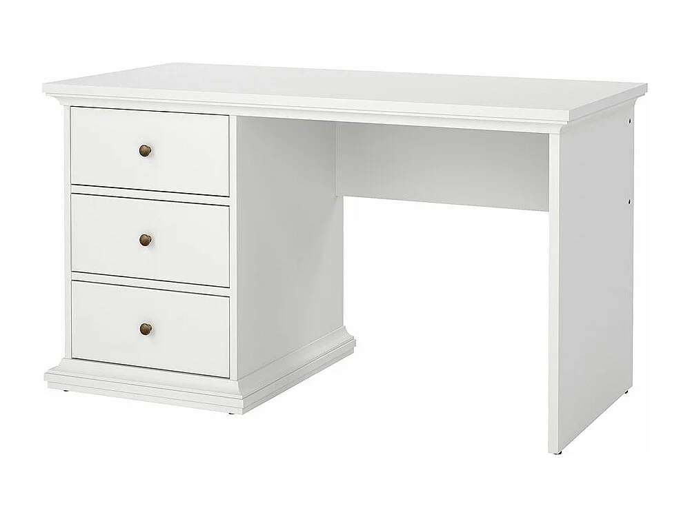 Venedig bureau met 3 lades breedte 130 cm, hoogte 73 cm wit.