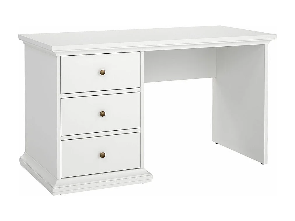 Venedig bureau met 3 lades breedte 130 cm, hoogte 73 cm wit.