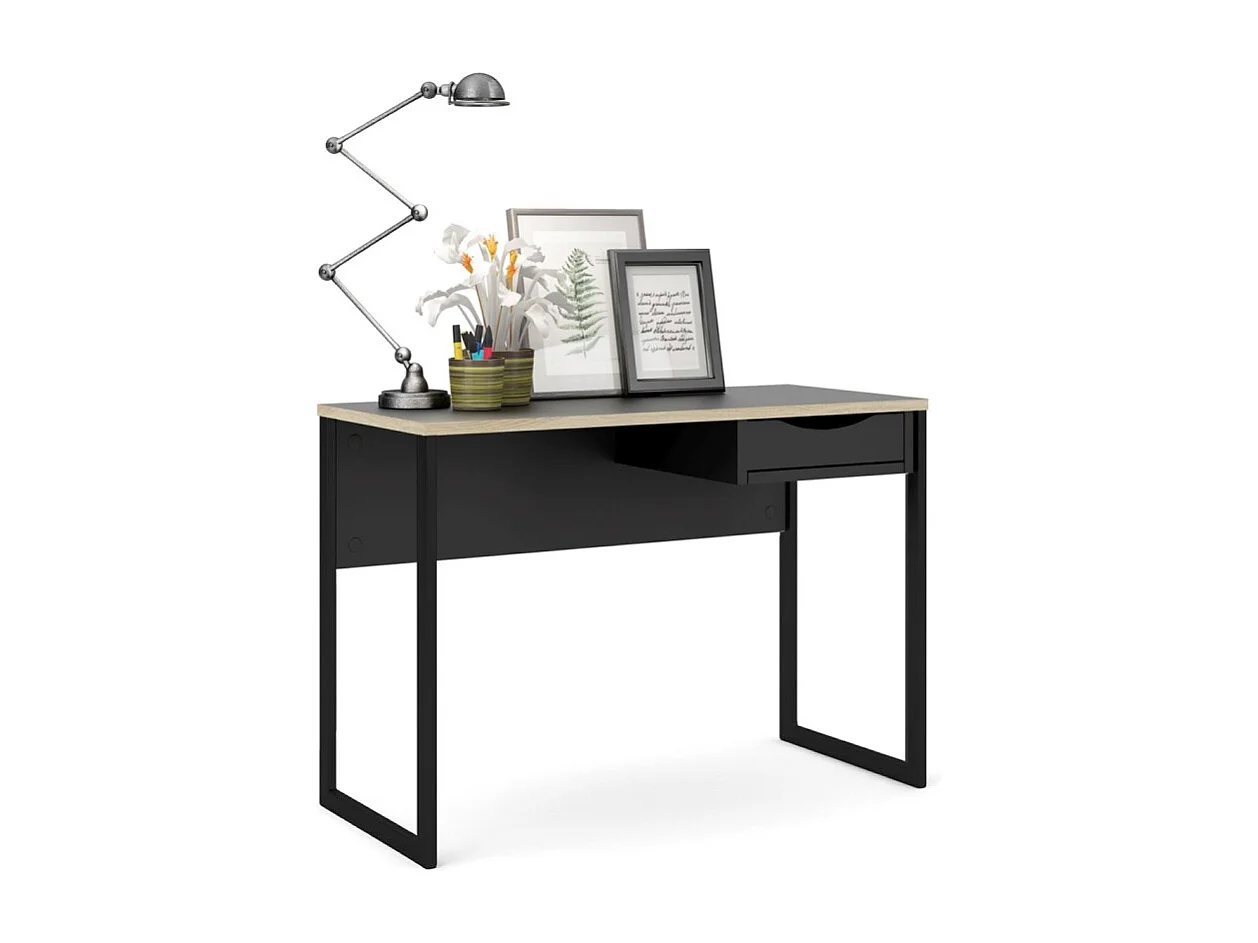 Fula bureau 110 cm 1 lade zwart, mat zwart.