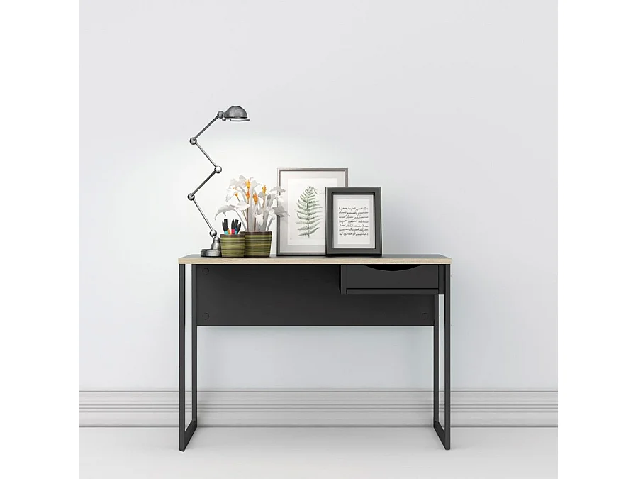 Fula bureau 110 cm 1 lade zwart, mat zwart.