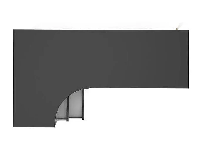 Napoli Eckschreibtisch mit 2 Schubladen und 3 Ablagen in weiß und matt schwarz.