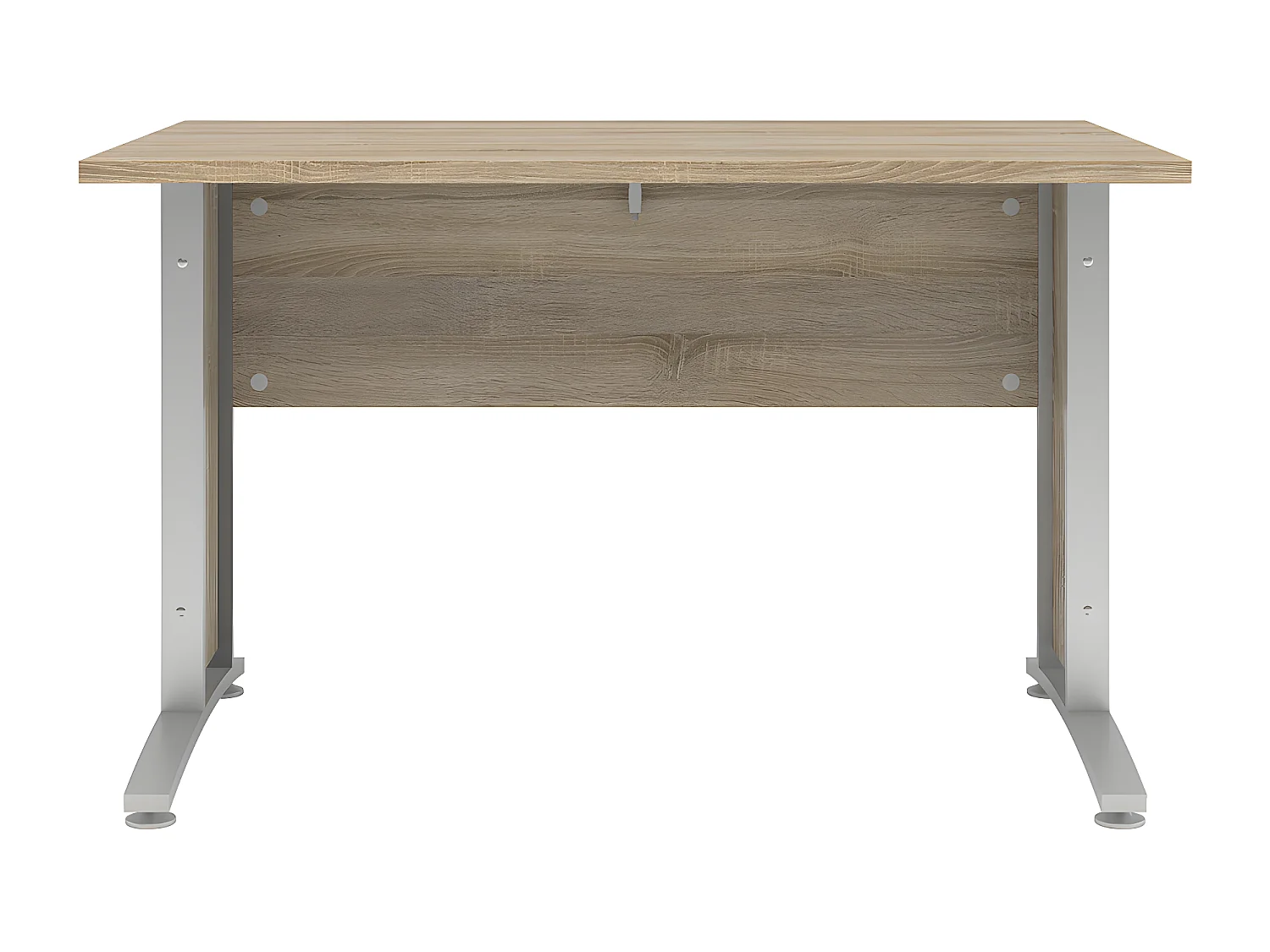 Prisme Bureau C, imitation chêne et acier, gris argenté.