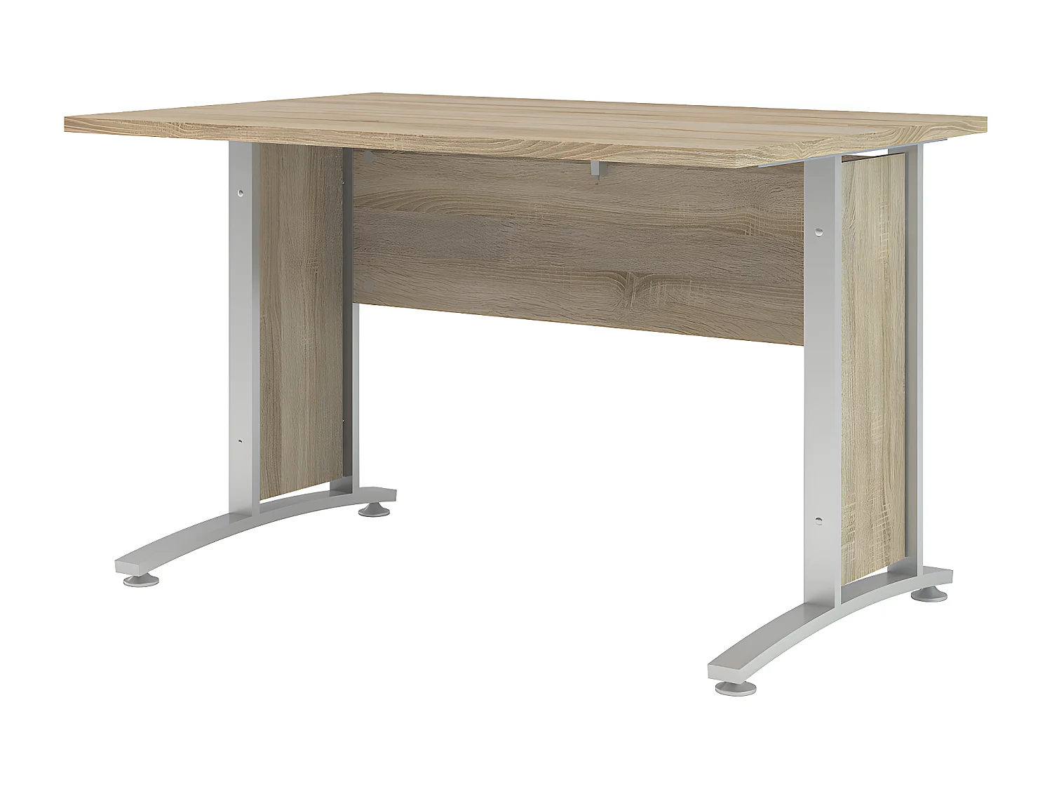 Prisme bureau C eiken decor en zilvergrijs staal.