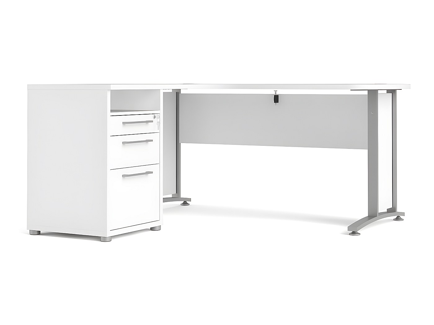 Tohomeor Hoekbureau Met 4 Stoffen Laden - Gamingtafel Monitorstandaard Computertafel Bruin