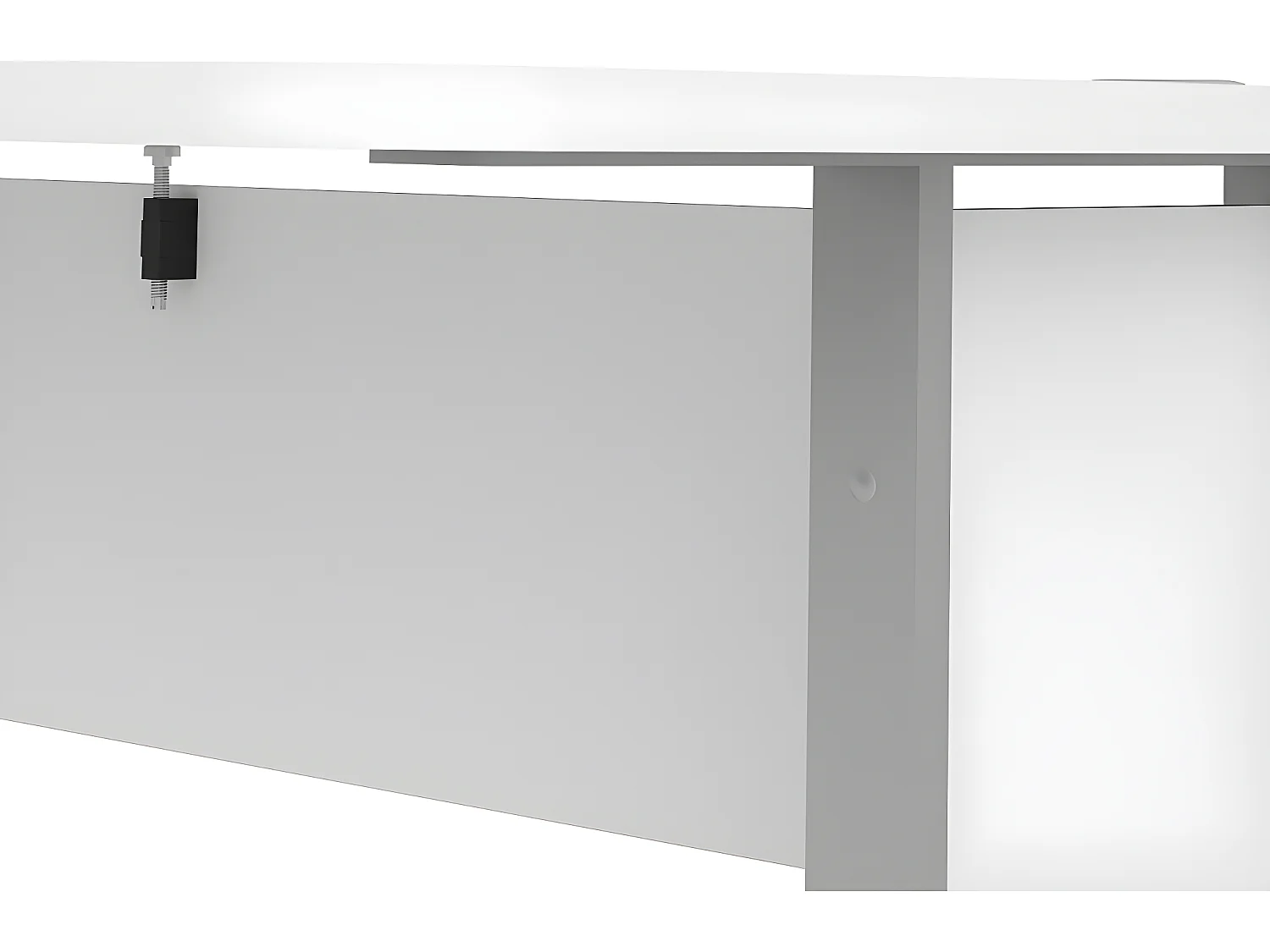 Prisme Bureau d'angle avec 1 tablette de rangement et 3 tiroirs, blanc, gris