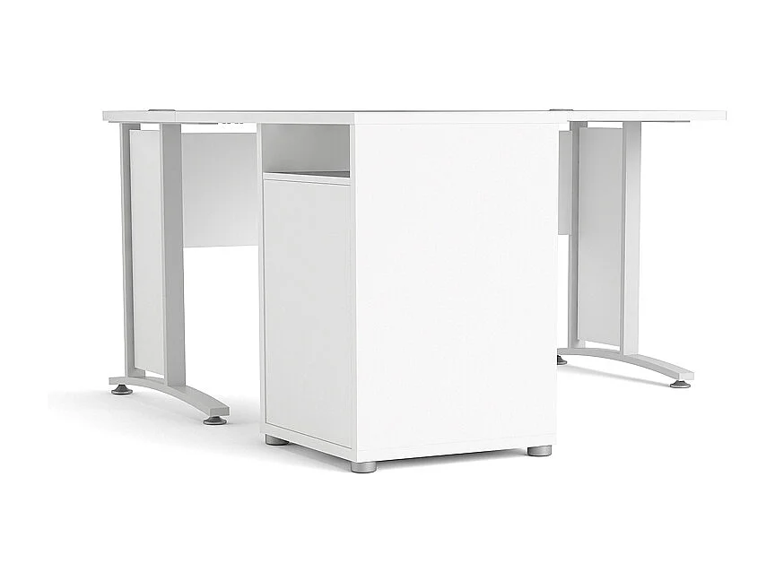 Prisme Eckschreibtisch mit 1 Ablage und 3 Schubladen weiss, weiss