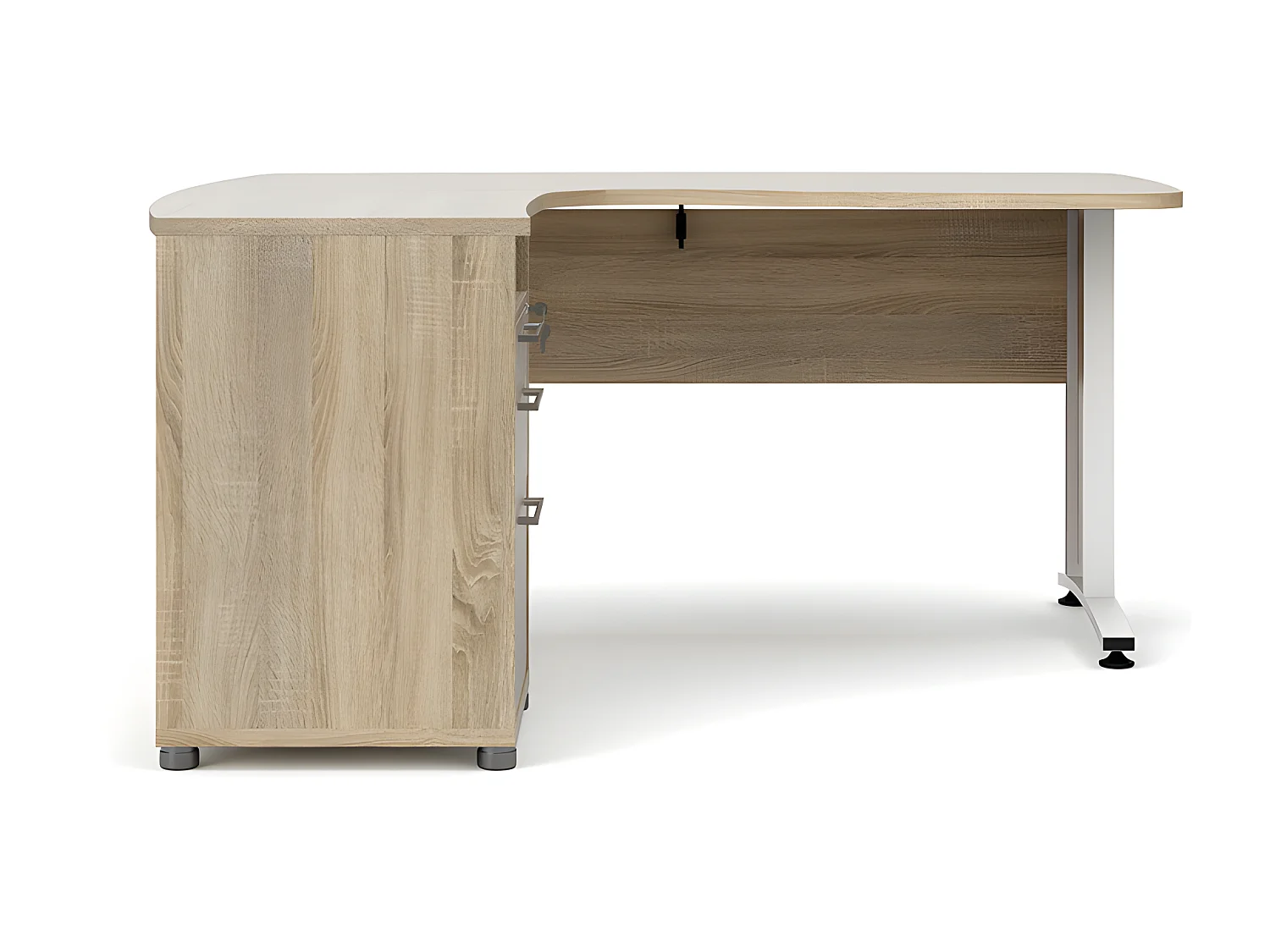 Prisme bureau 3 lades eiken decor en wit.