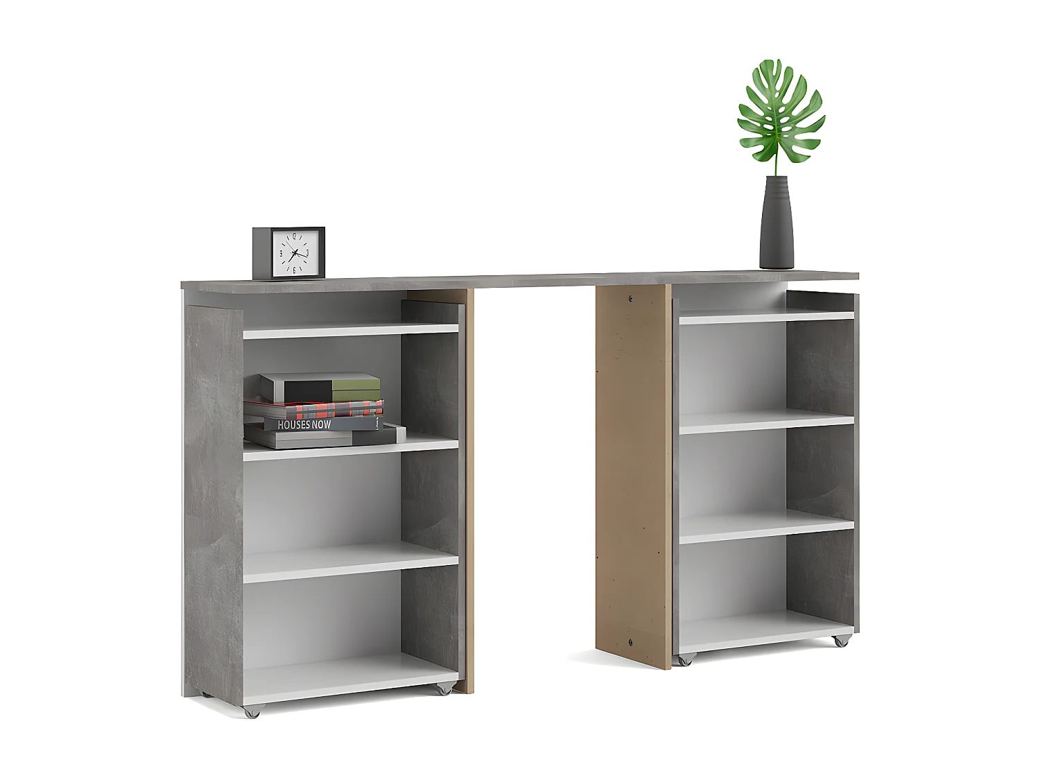 Nada Hoofdbord met opbergruimte 140 cm, betondecor/wit hoogglans.