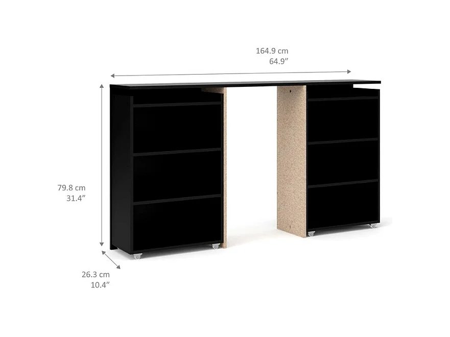 Nada hoofdeinde 160 cm met 4 planken zwart mat.