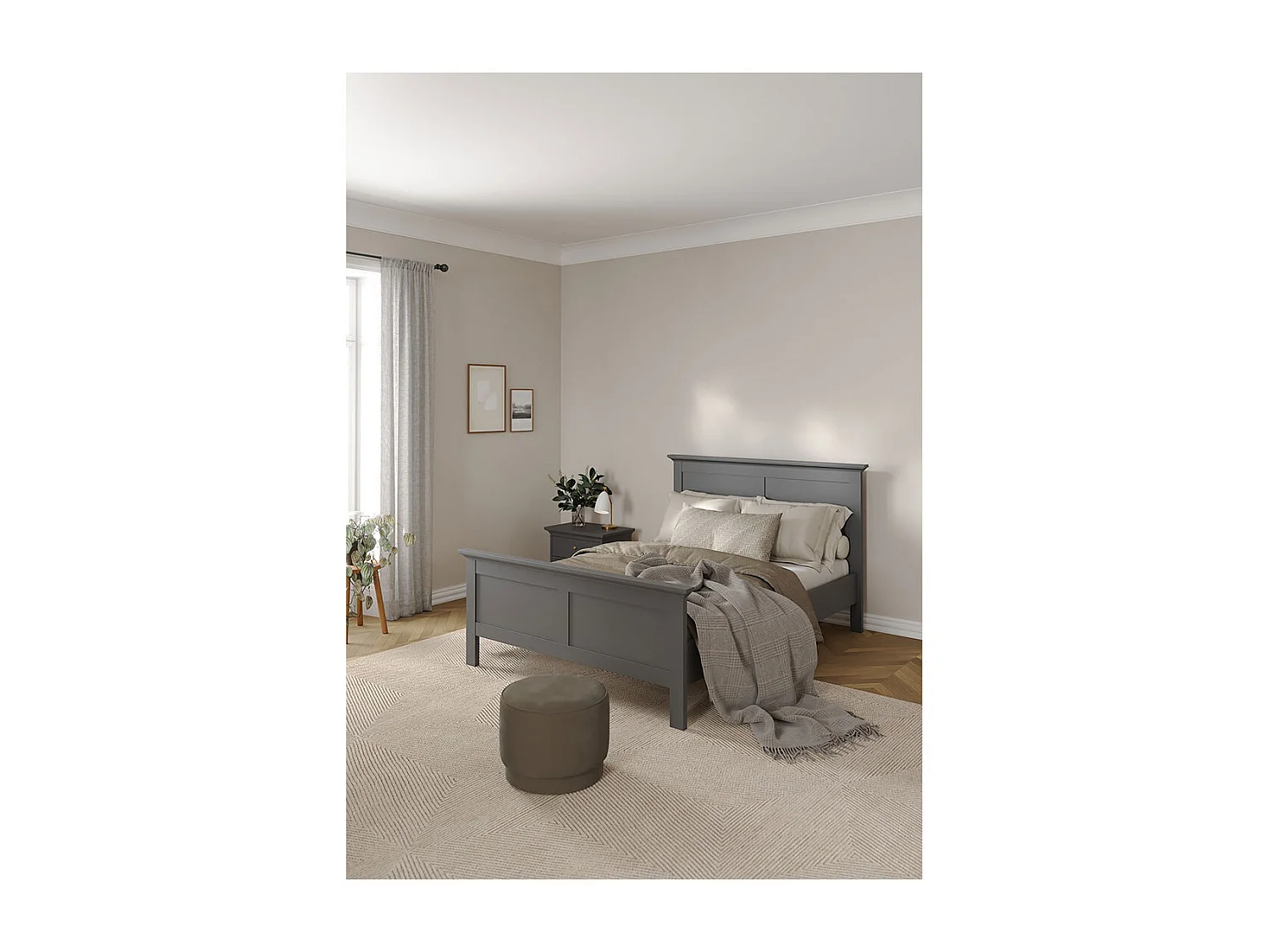 Venedig Bett 140 x 200 cm inkl. Lattenrost matt grau.