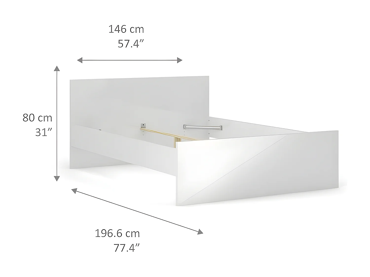 Nada bed 140*190 cm wit hoogglans.