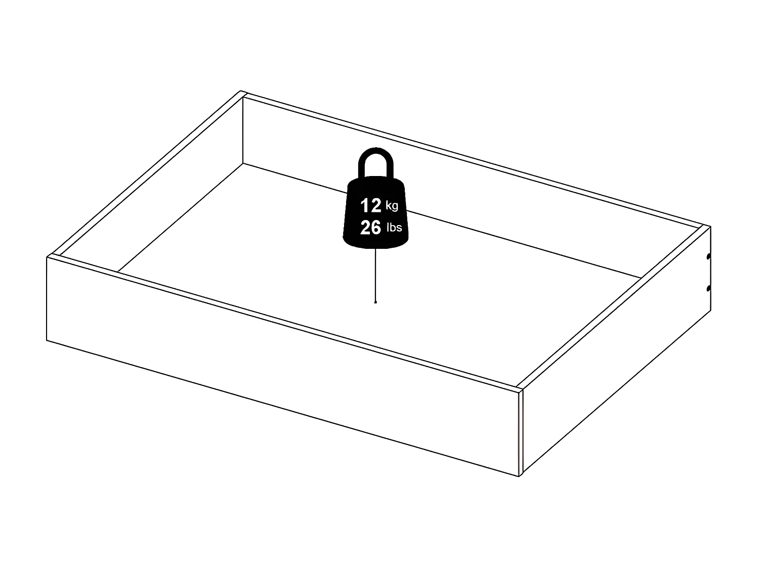 Letto Nada 2 cassetti larghezza 94 cm bianco lucido.