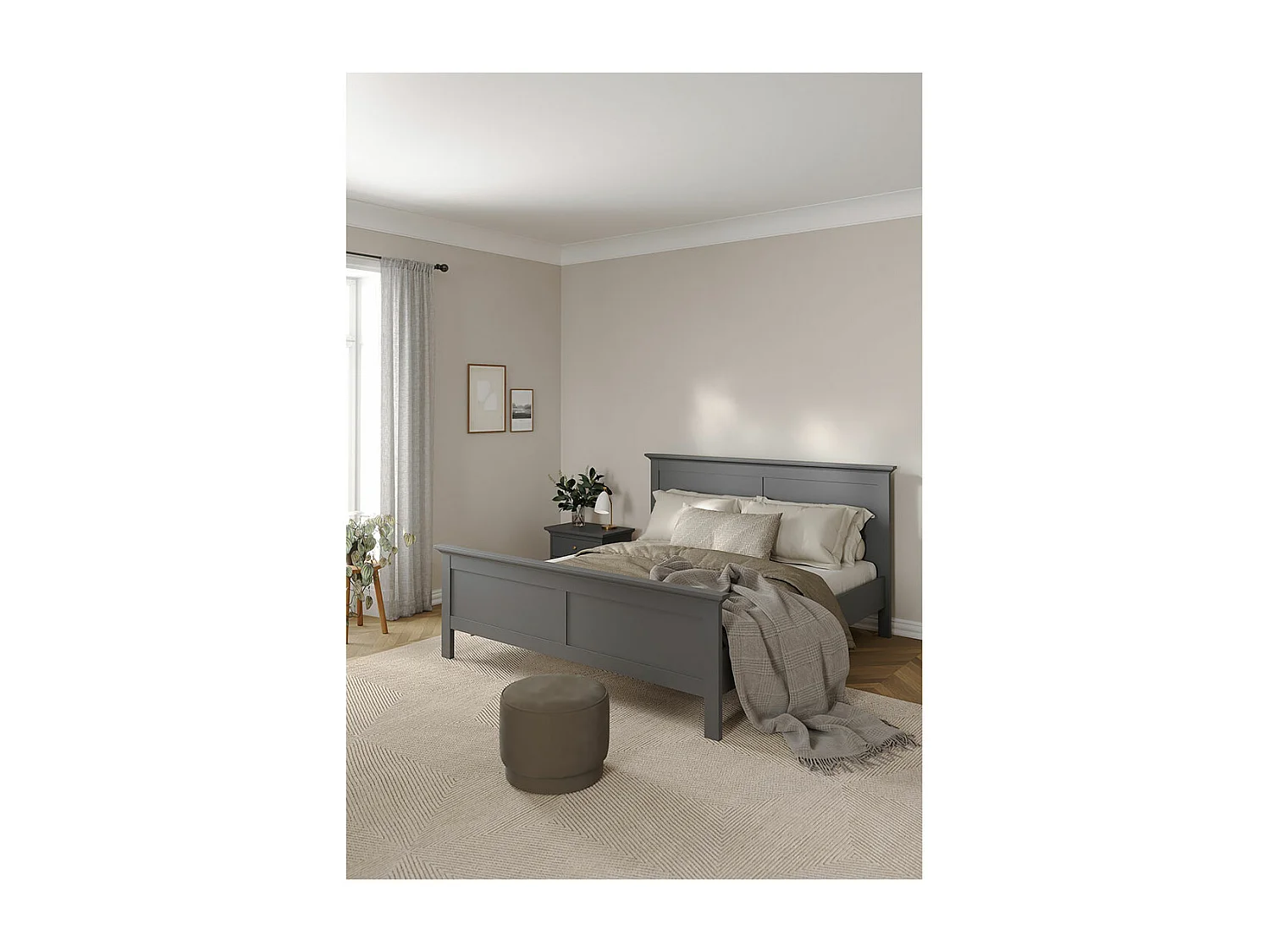 Venedig bed Tweepersoonsbed 160x200 cm, mat grijs.