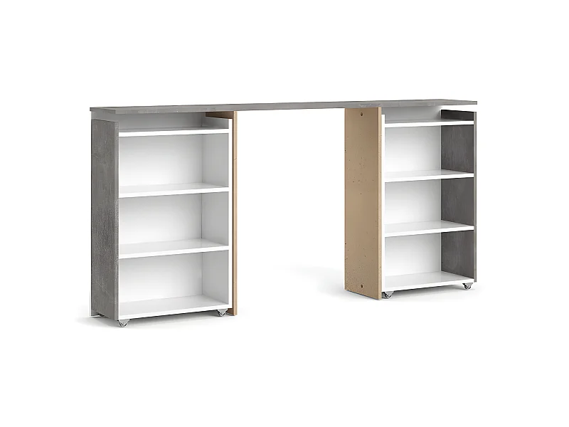 Nada Kopfteil mit Aufbewahrung 160 cm, beton dekor,weiss hochglanz.