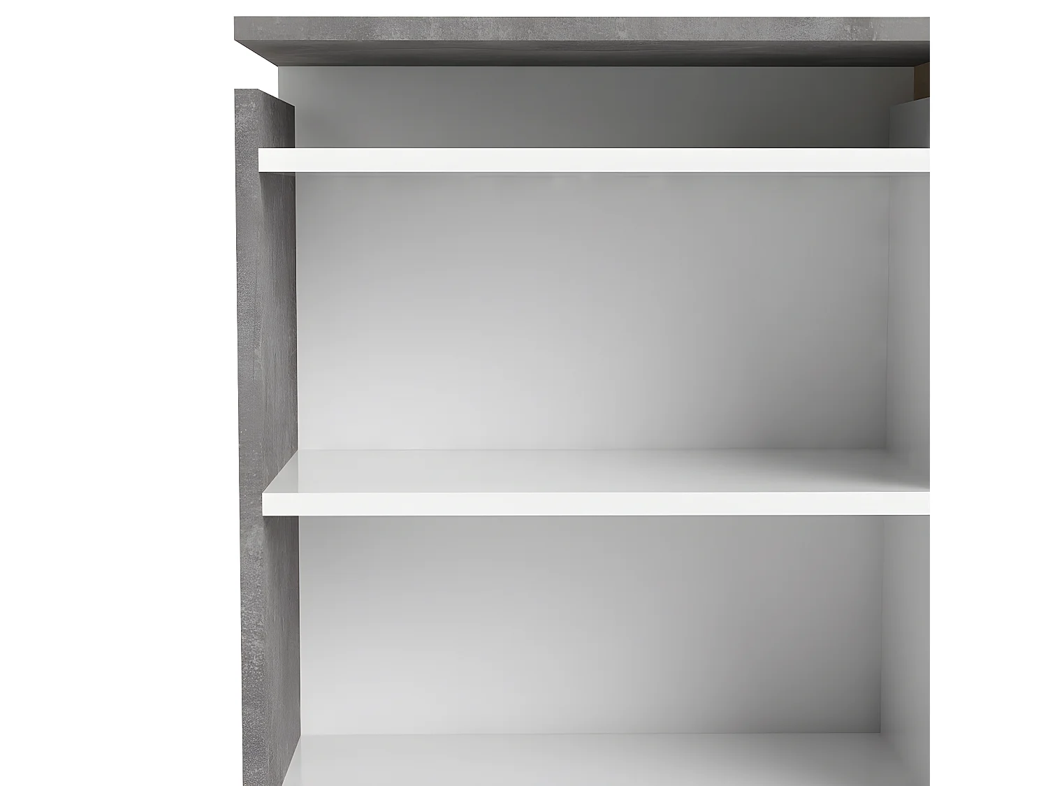 Nada Kopfteil mit Aufbewahrung 160 cm, beton dekor,weiss hochglanz.