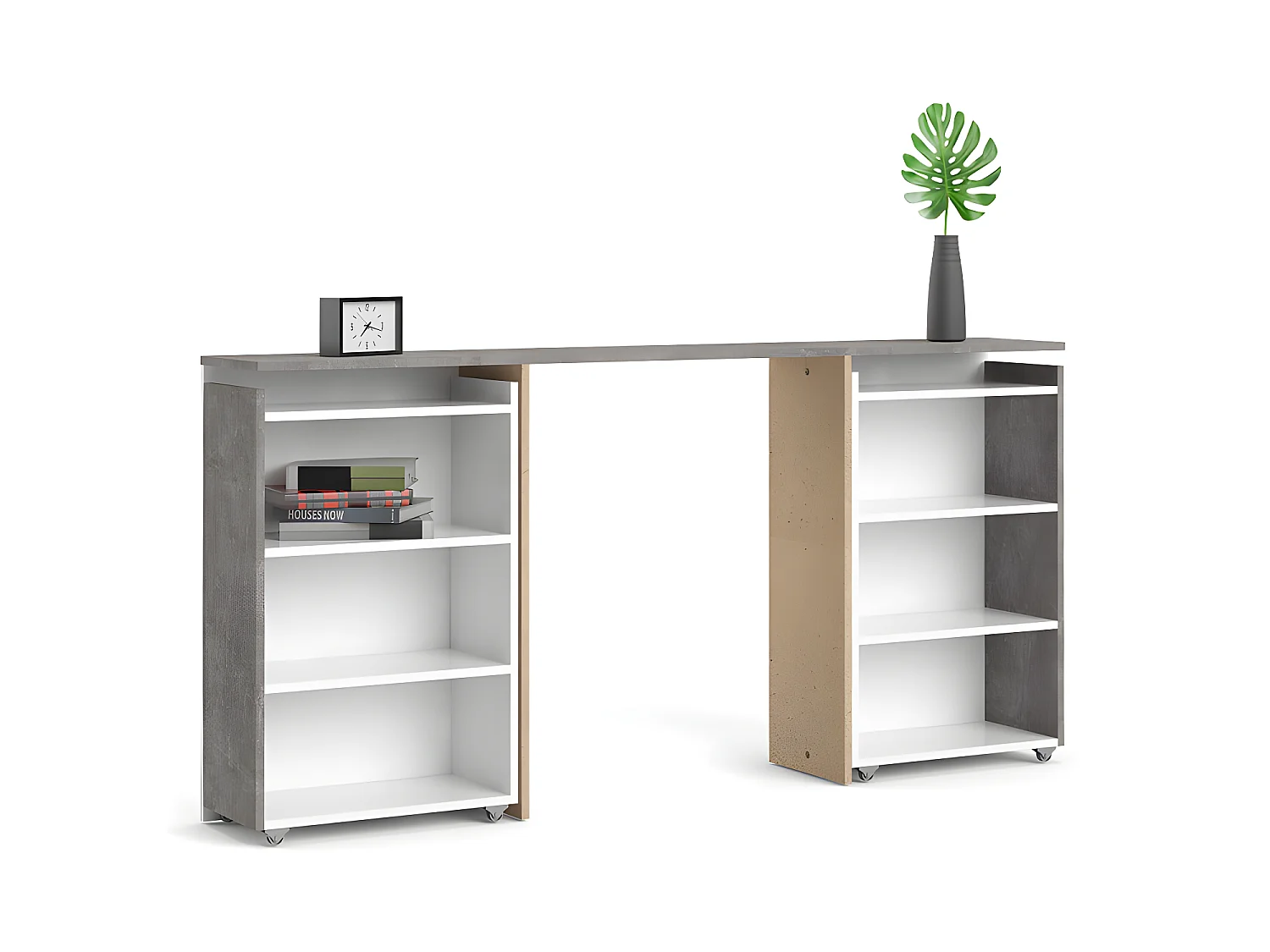 Nada Hoofdbord met opbergruimte 160 cm, betondecor/wit hoogglans.