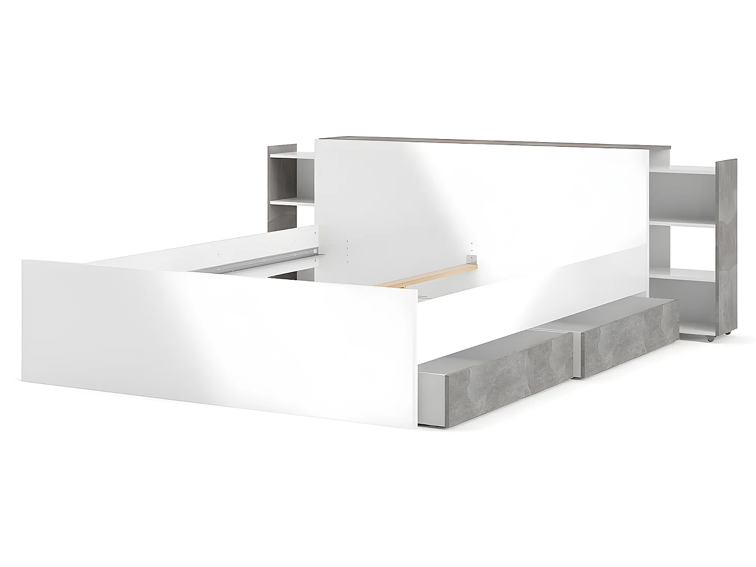 Nada Hoofdbord met opbergruimte 160 cm, betondecor/wit hoogglans.