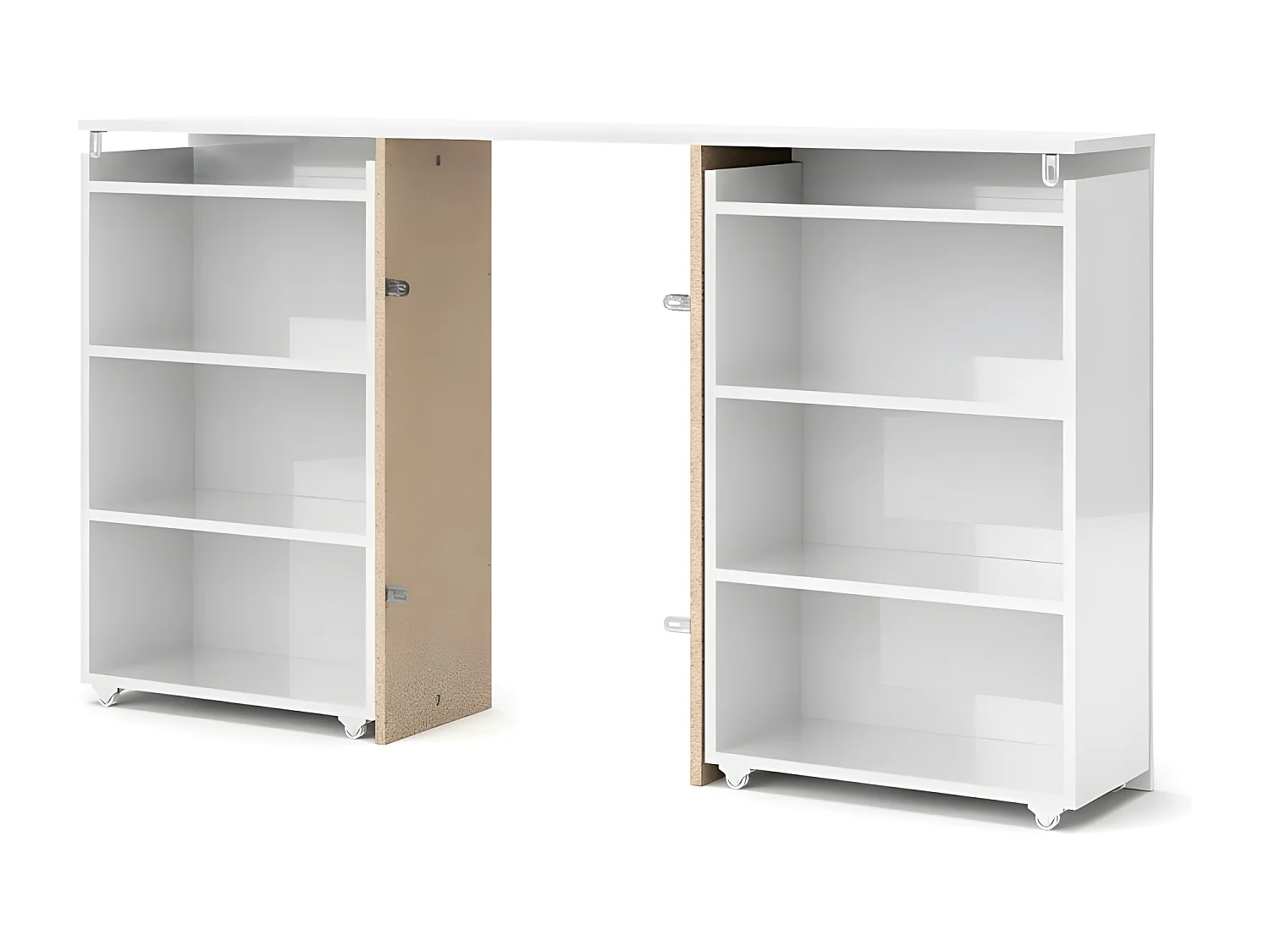 Nada Kopfende 140 cm mit 4 Ablagen weiss hochglanz.