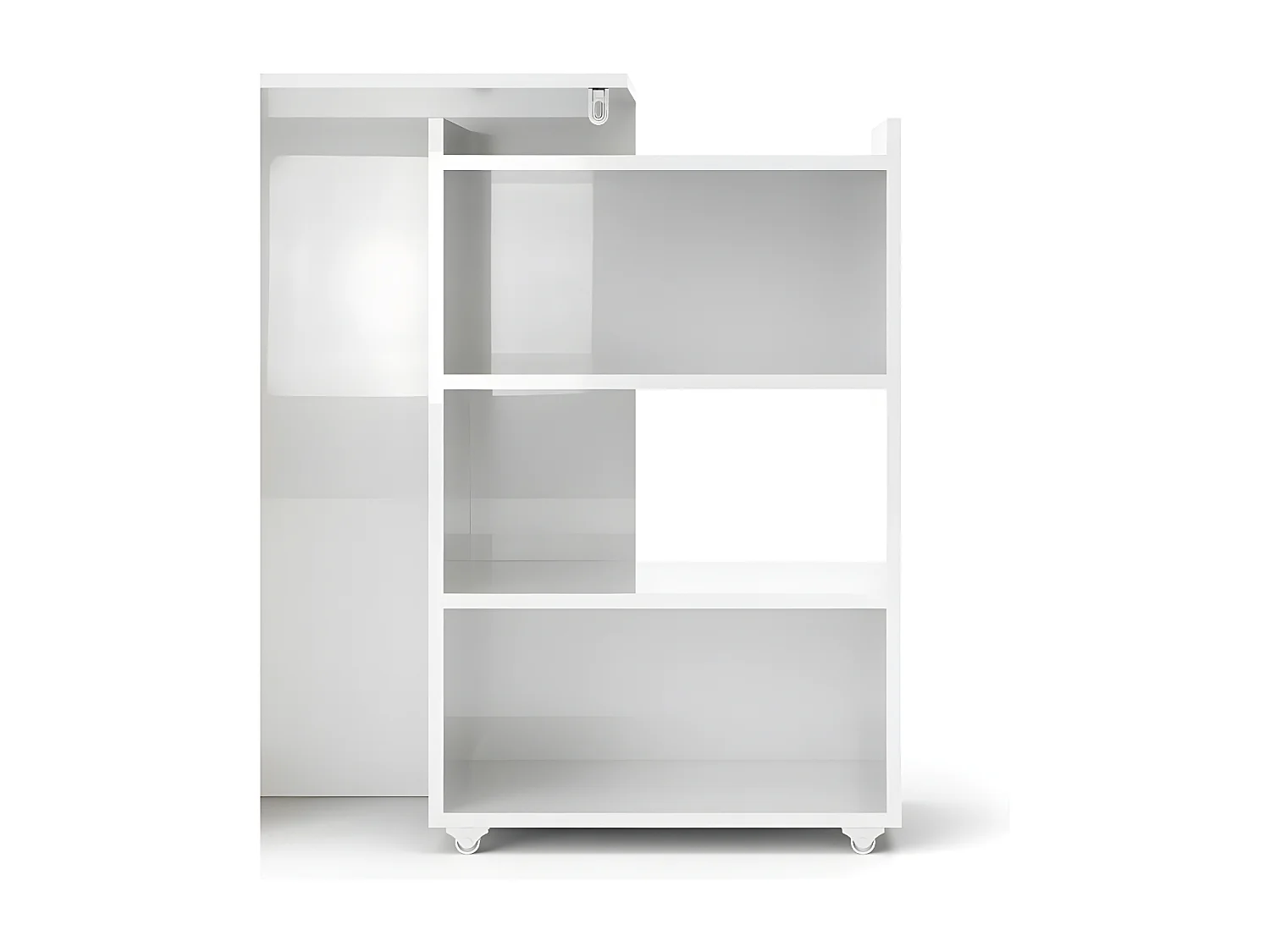 Nada Kopfende 140 cm mit 4 Ablagen weiss hochglanz.