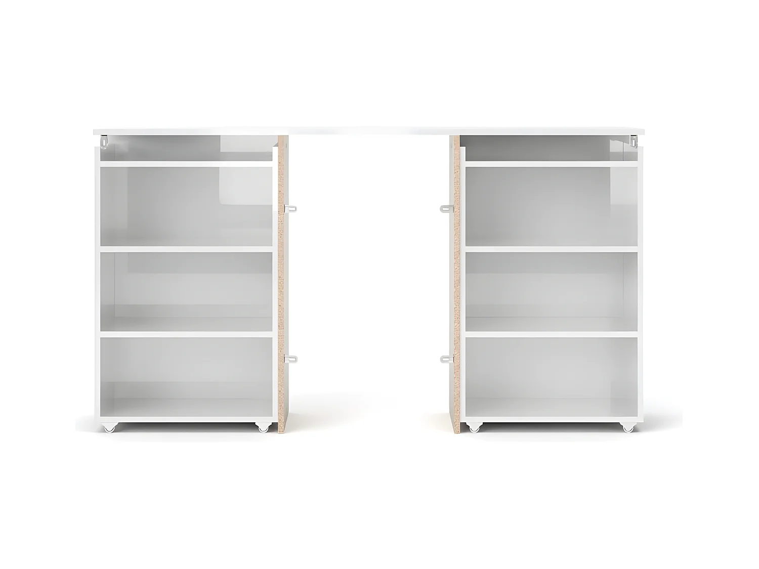 Nada Tête de lit 140 cm avec 4 tablettes de rangement, blanc brillant.
