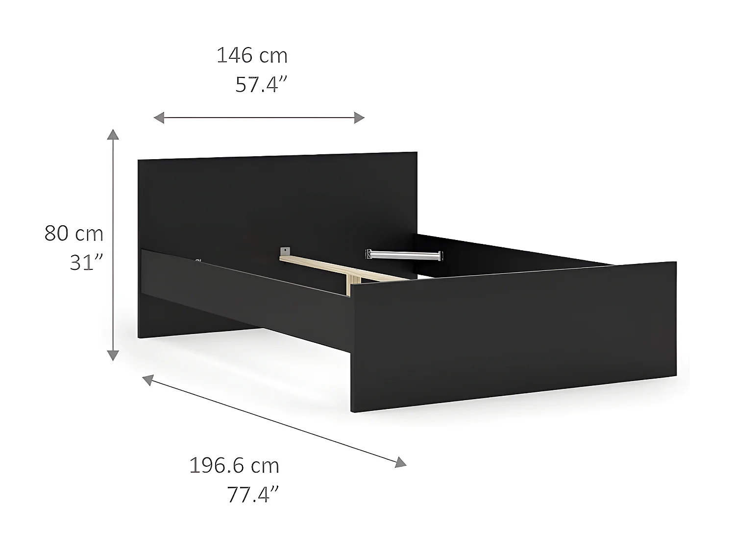 Nada Lit 140 * 190 cm, noir mat.
