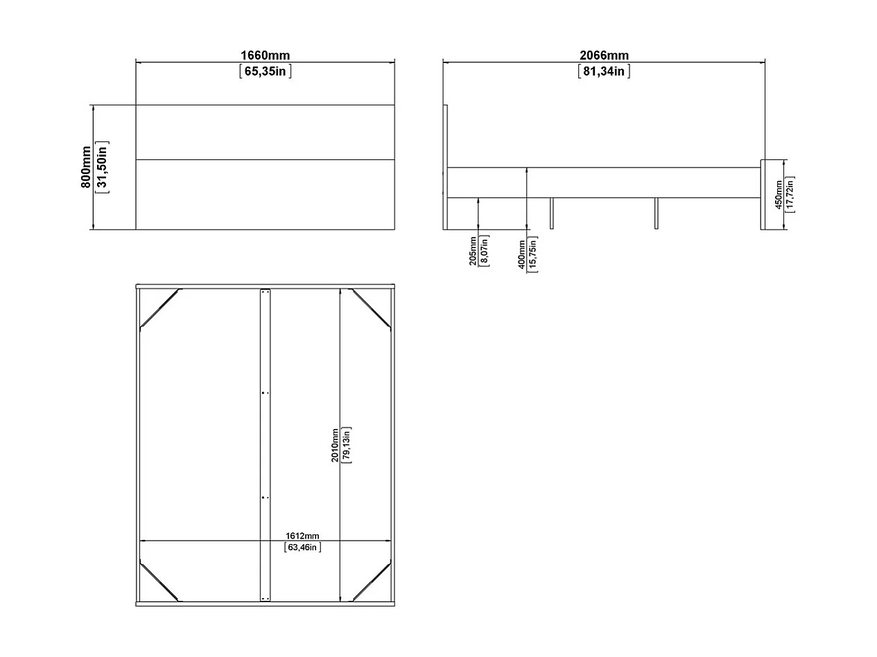 Nada Lit 160 x 200 cm, teinte Hickory.