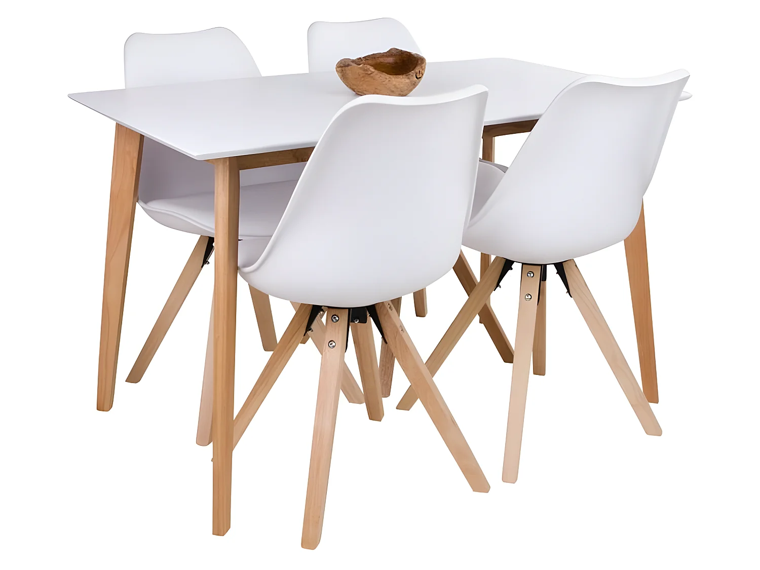 Voos Table de salle à manger 70 x 120 cm, en blanc et teinte naturelle.