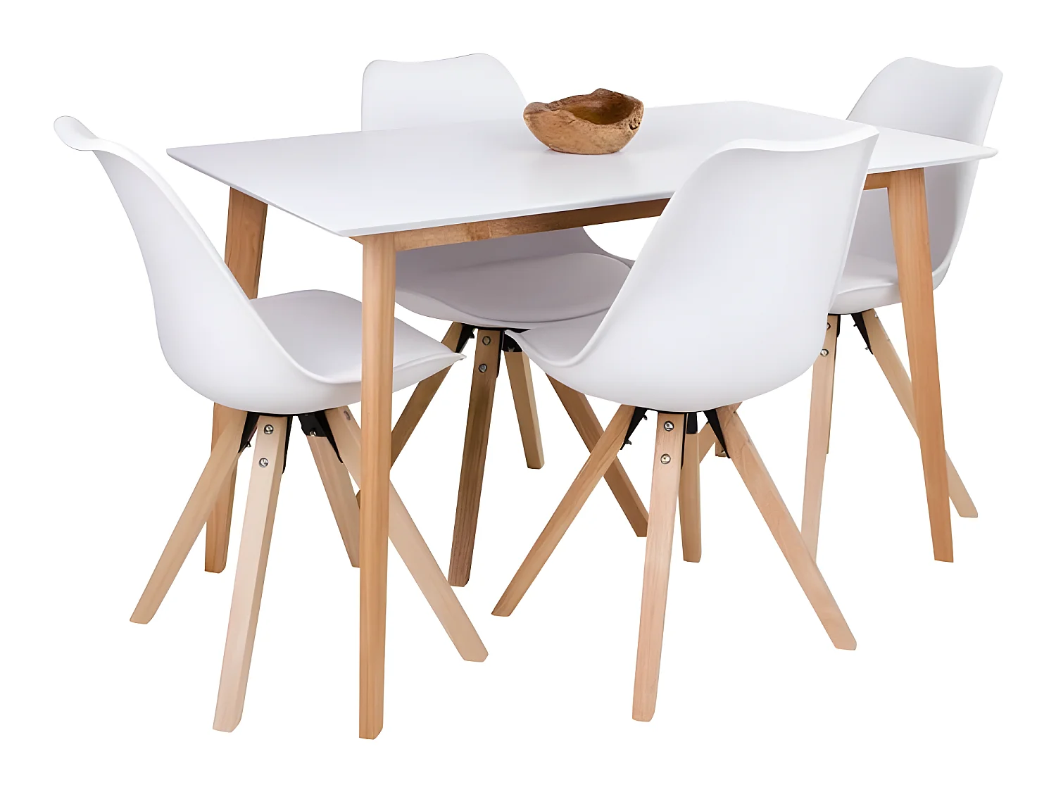 Voos Table de salle à manger 70 x 120 cm, en blanc et teinte naturelle.