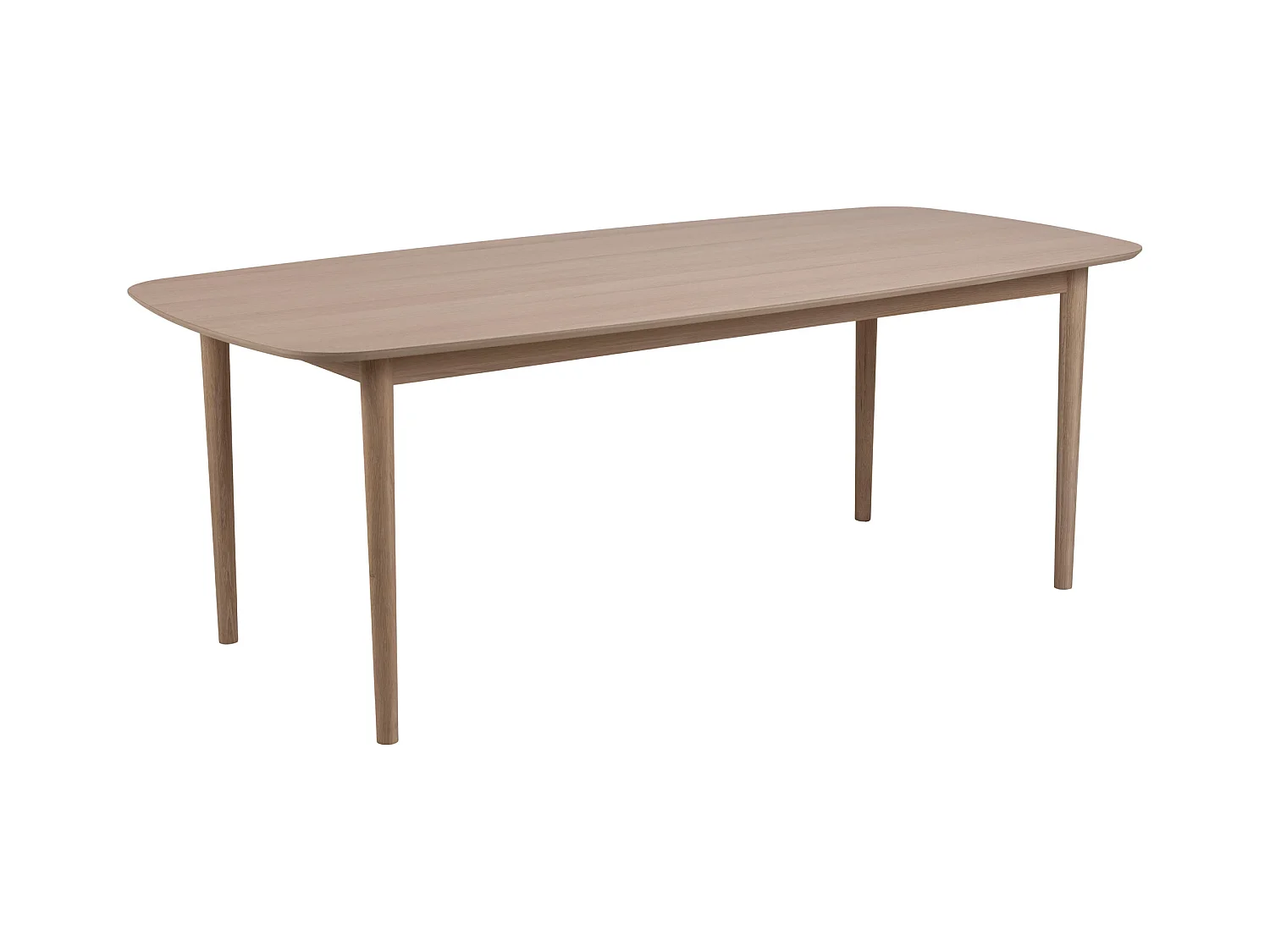 Aston Table de salle à manger ovaleextensible, finition chêne huilé, blanc.