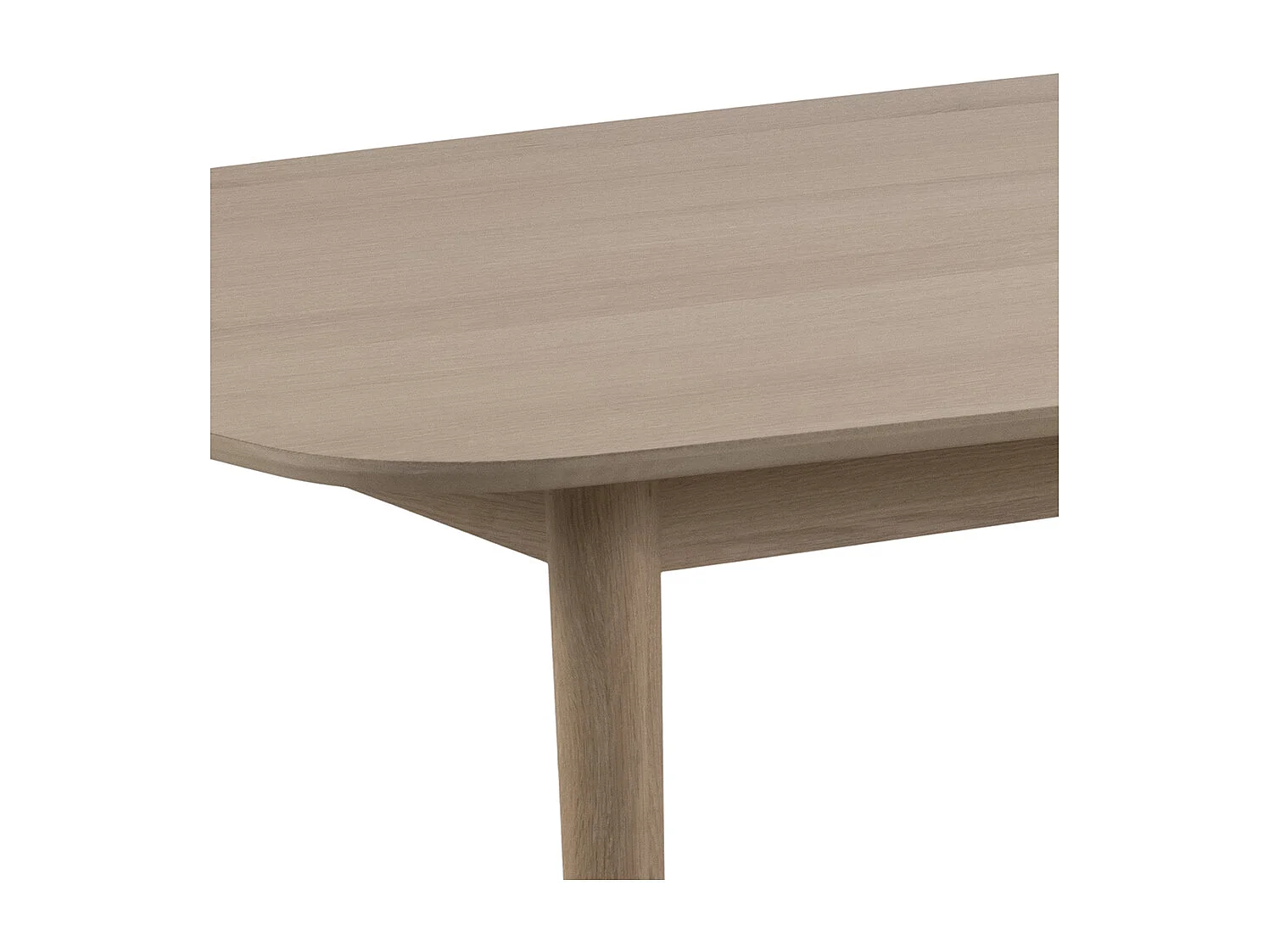 Assor eetkamertafel ovaal, voorbereid voor extra bladen, wit geolied eiken decor.