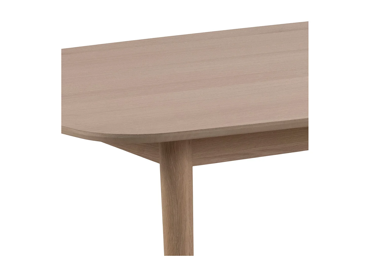 Assor eetkamertafel ovaal, voorbereid voor extra bladen, wit geolied eiken decor.