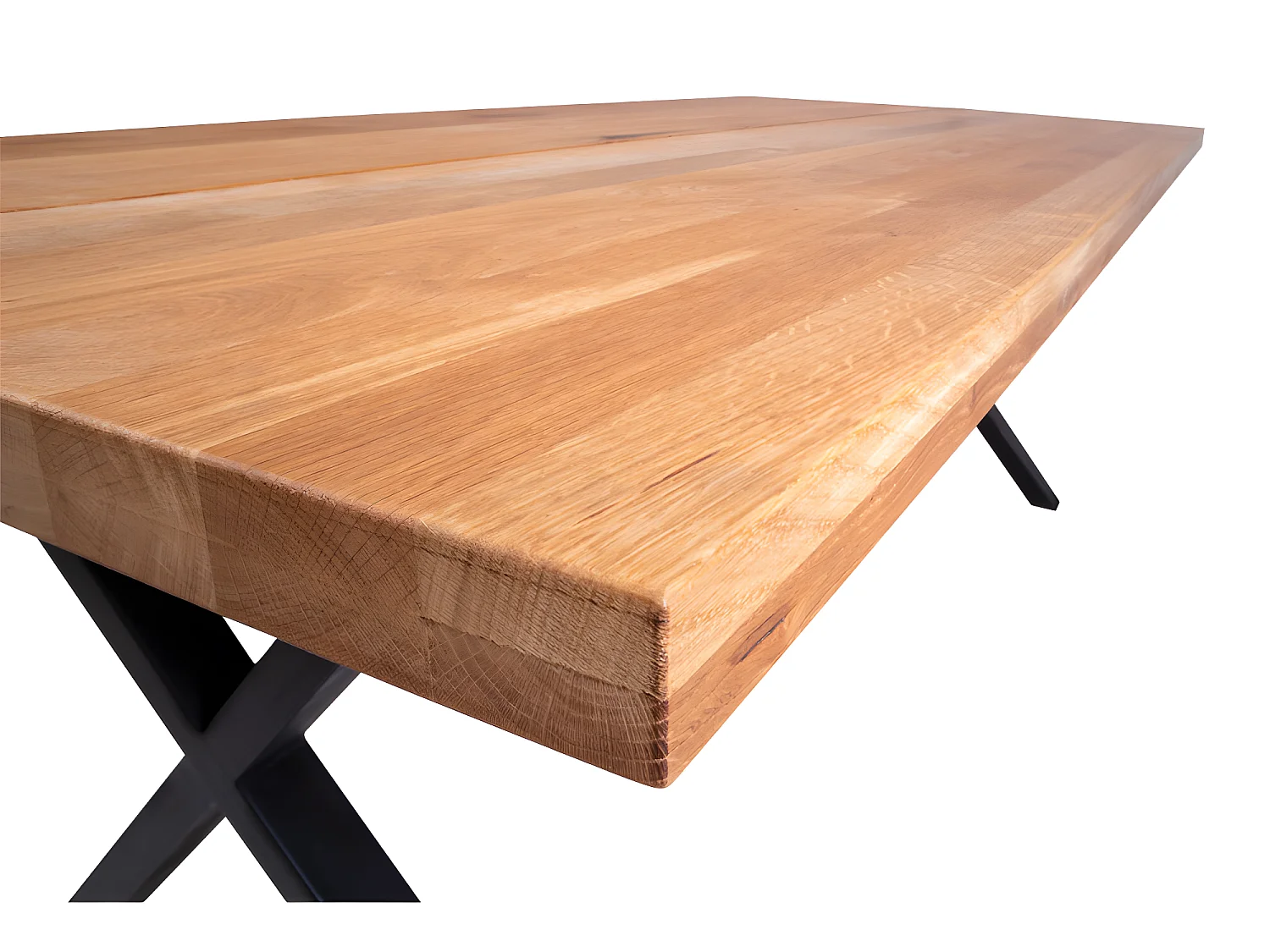 Moss Table de salle à manger 200x95 cm, chêne délavé, noir.