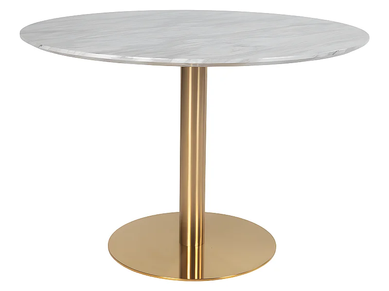 Bojan eetkamertafel Ø110 cm marmer look, messing look poten.