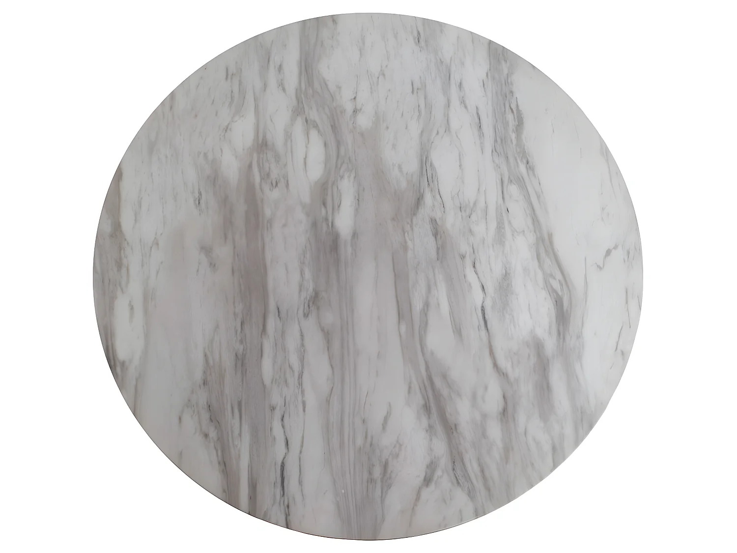 Bojan Table à manger Ø110 cm, look marbre, pieds couleur laiton.