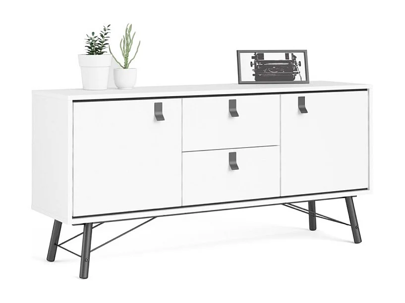 Rye Buffet 2 portes, 2 tiroirs blancs mat.