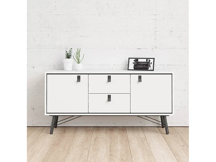 Rye Buffet 2 portes, 2 tiroirs blancs mat.
