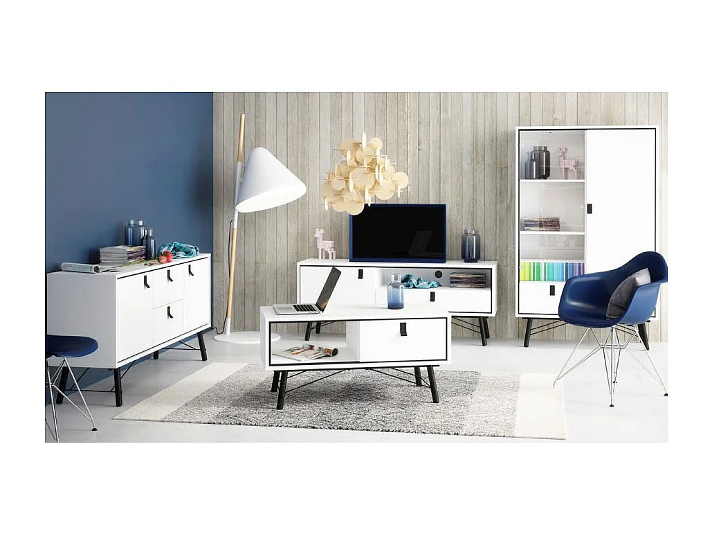 Rye Buffet 2 portes, 2 tiroirs blancs mat.