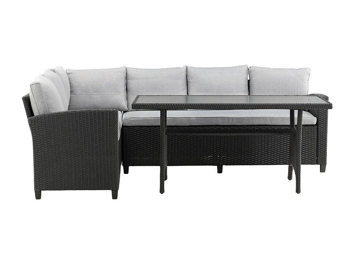 Salon d'Angle de Jardin "Brentwood" 230cm Noir