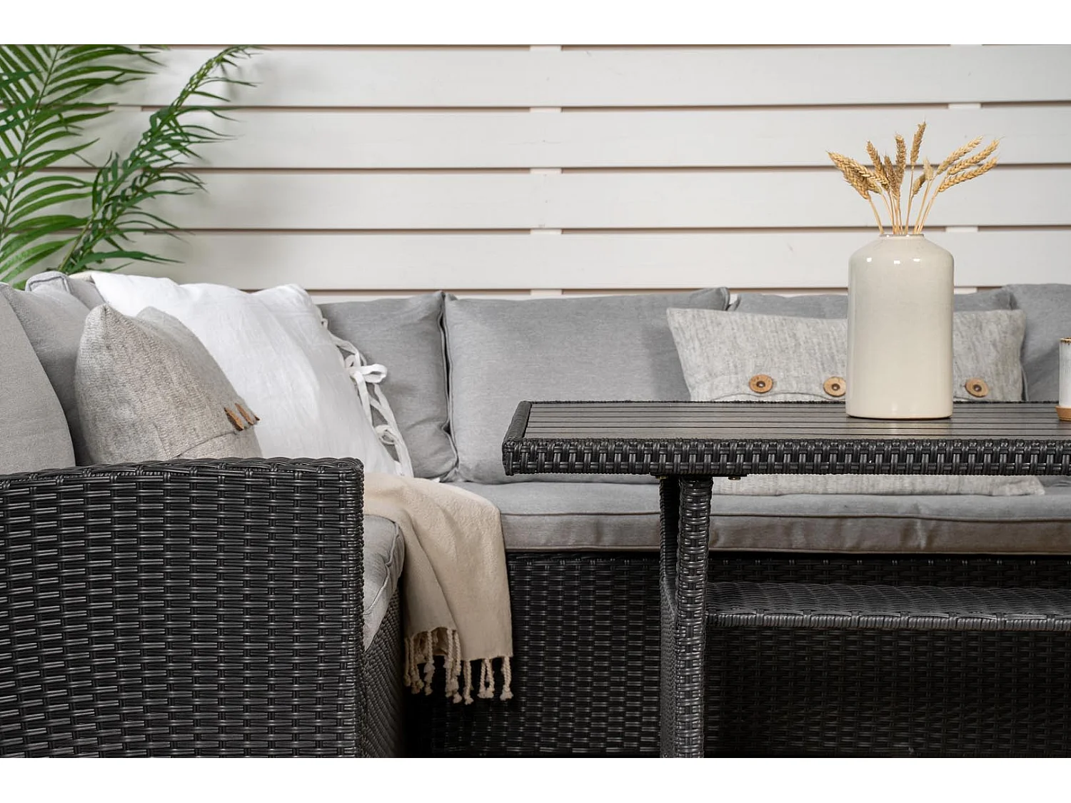 Salon d'Angle de Jardin "Brentwood" 230cm Noir