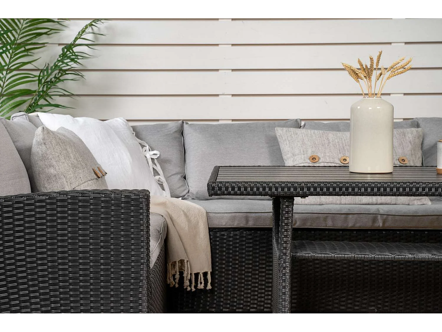 Salon d'Angle de Jardin "Brentwood" 230cm Noir