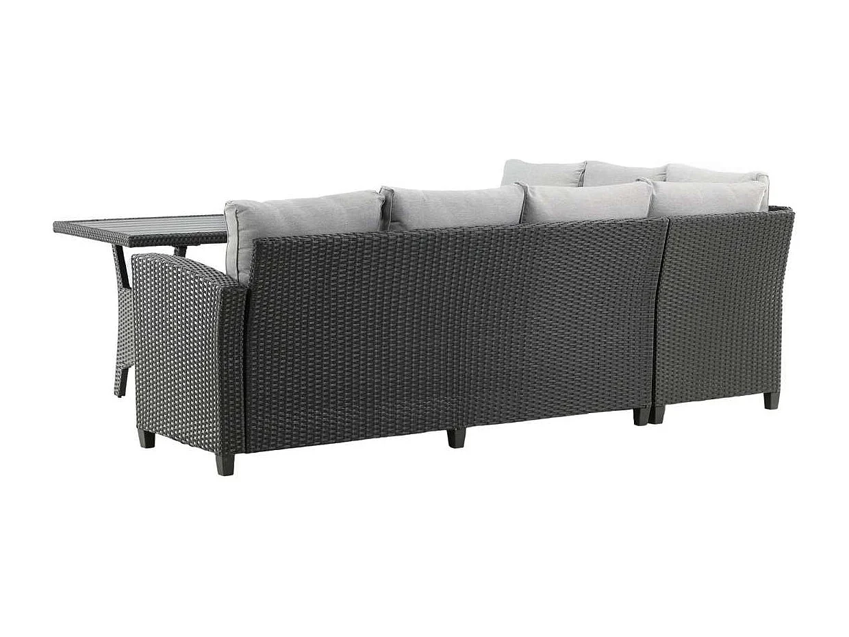 Salon d'Angle de Jardin "Brentwood" 230cm Noir