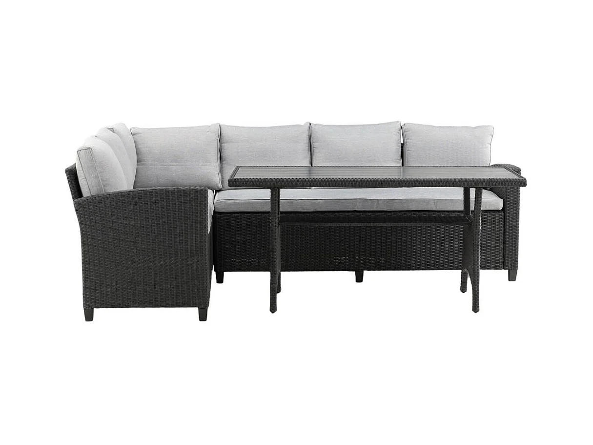 Salon d'Angle de Jardin "Brentwood" 230cm Noir