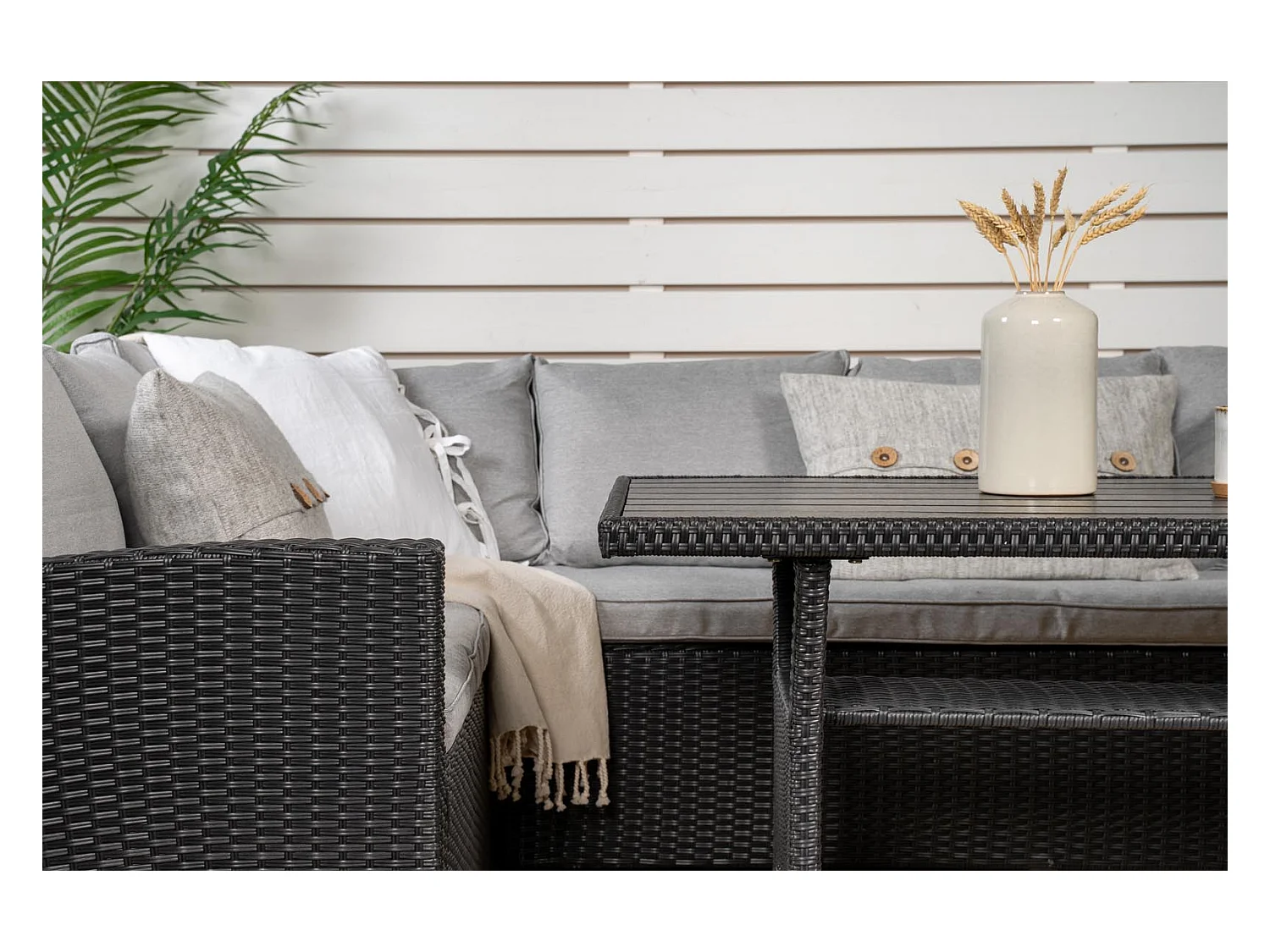 Salon d'Angle de Jardin "Brentwood" 230cm Noir