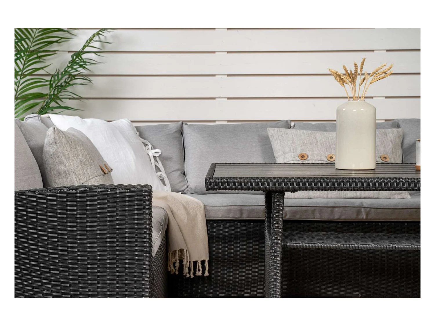 Salon d'Angle de Jardin "Brentwood" 230cm Noir