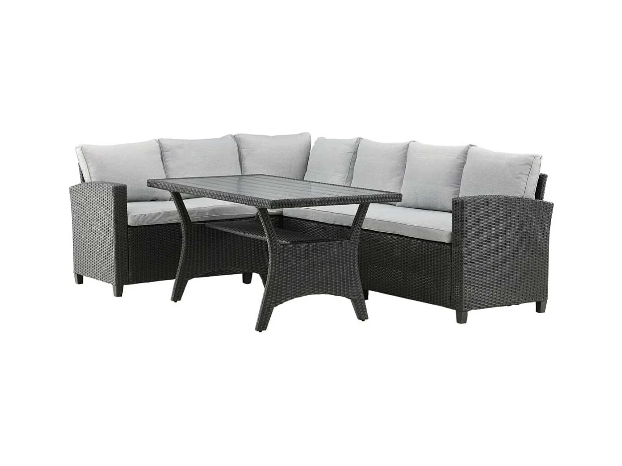 Salon d'Angle de Jardin "Brentwood" 230cm Noir