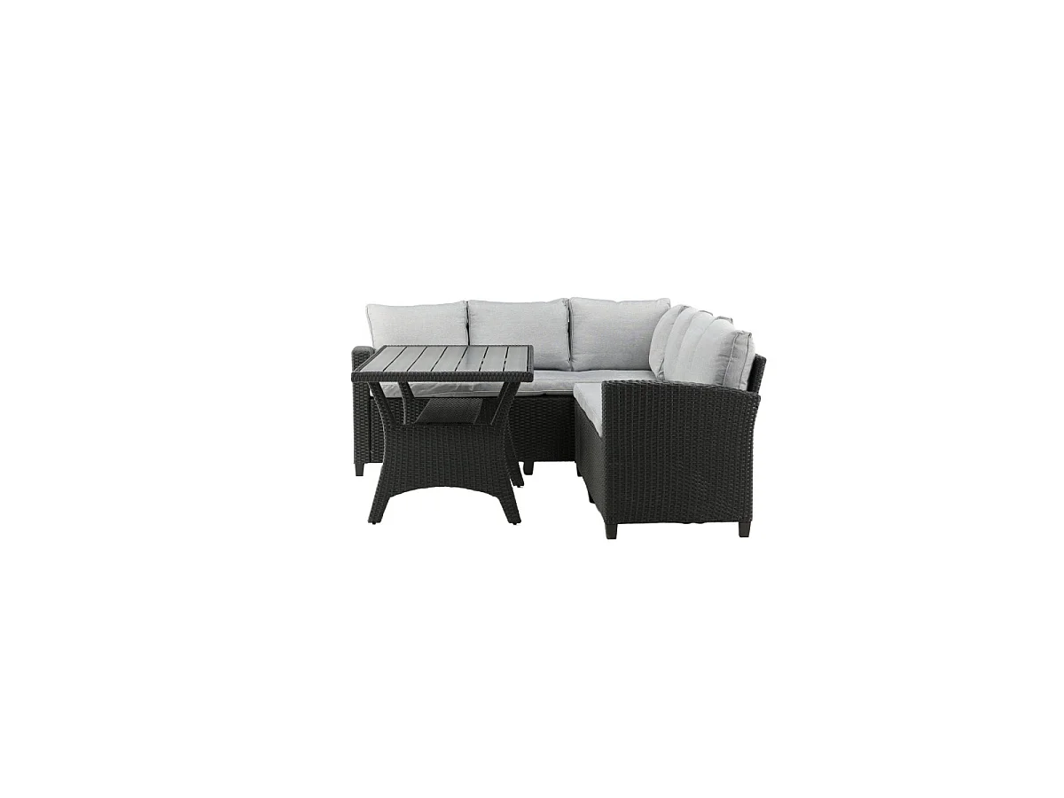Salon Repas d'Angle de Jardin 6 Places "Brentwood" 230cm Noir