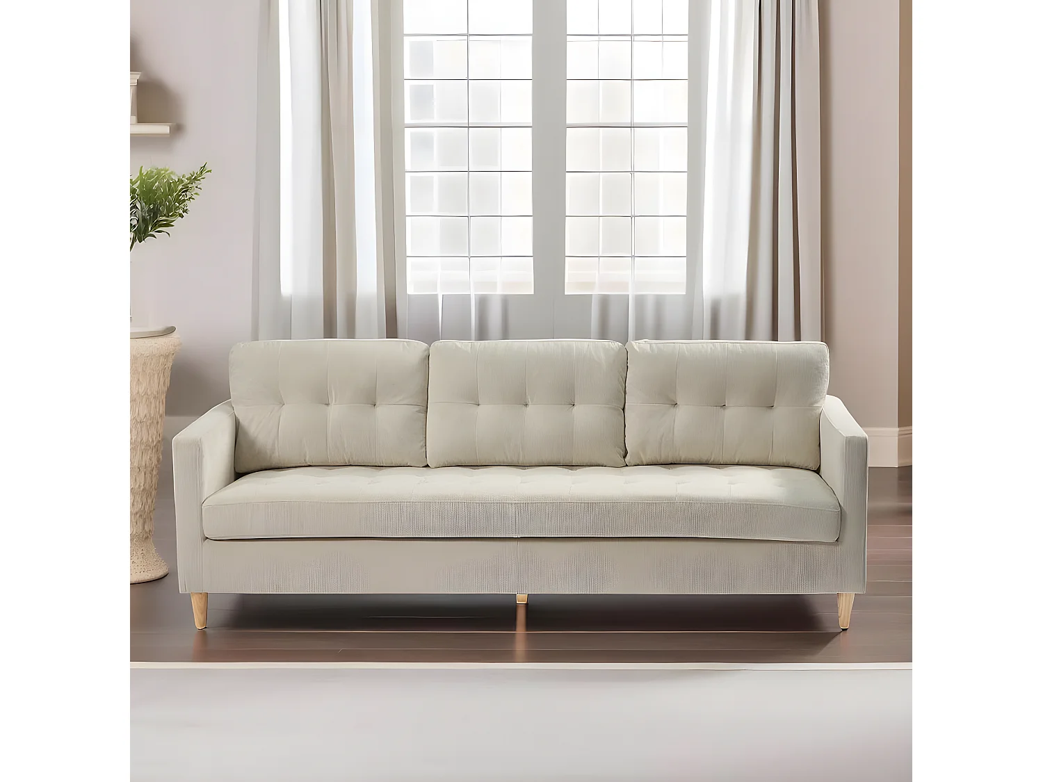 Marino Sofa 3 Personen Samt sandfarben.