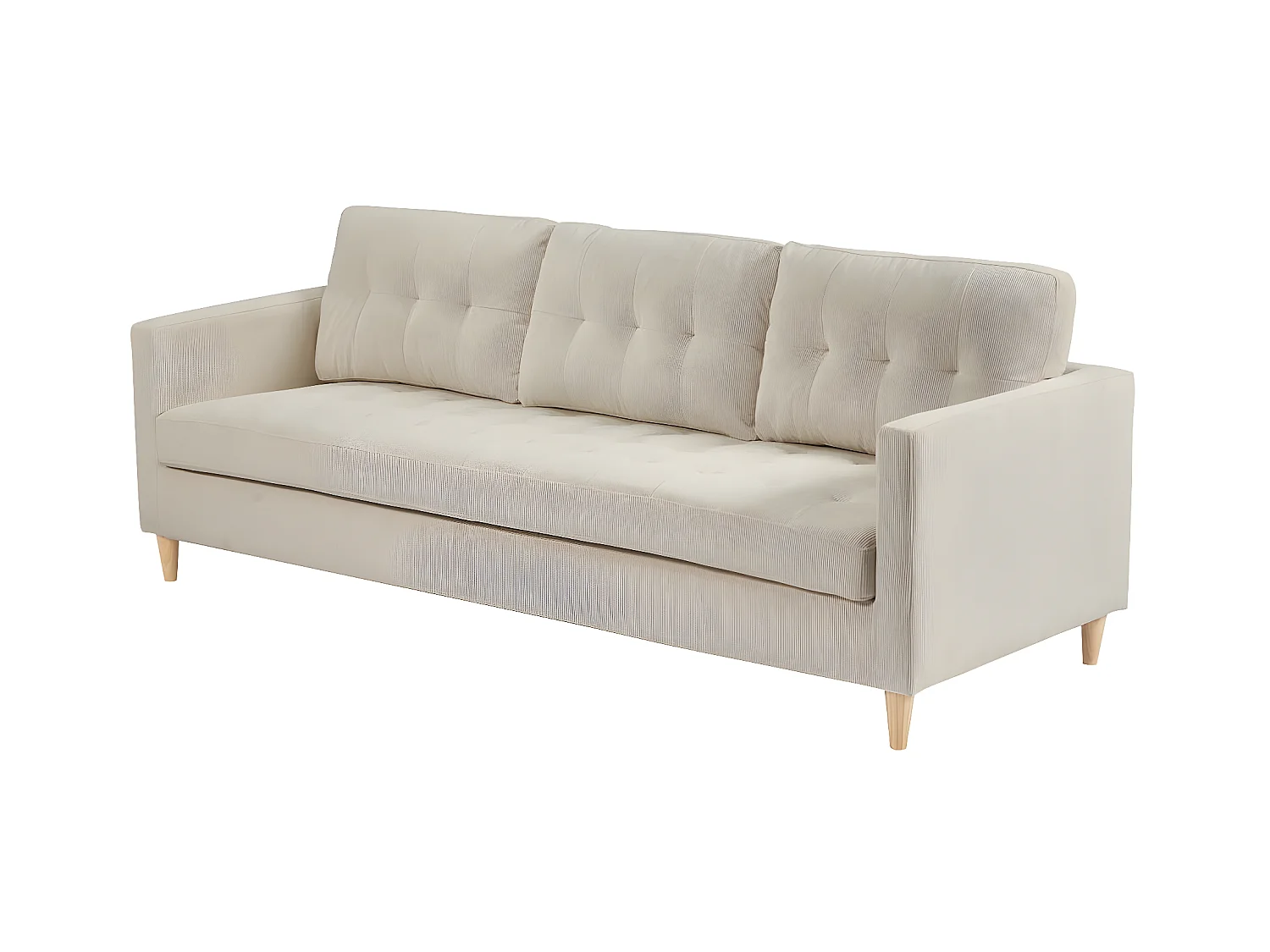 Marino canapé 3 personnes velours côtelé sable.