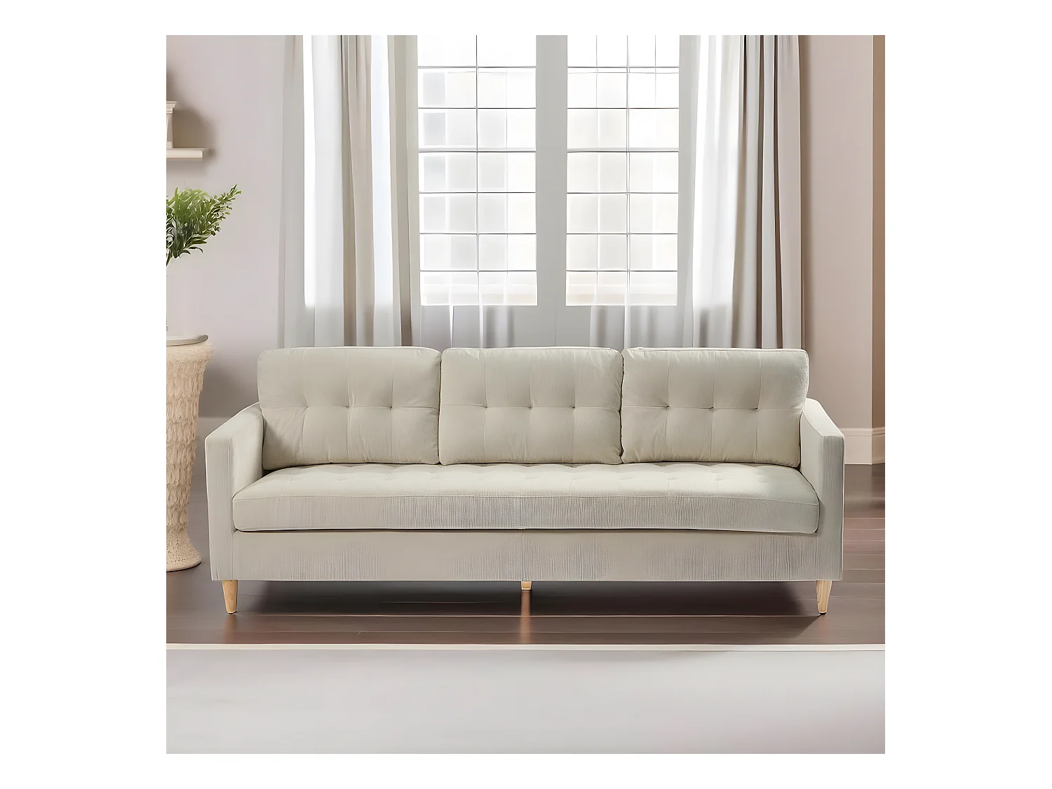 Marino canapé 3 personnes velours côtelé sable.